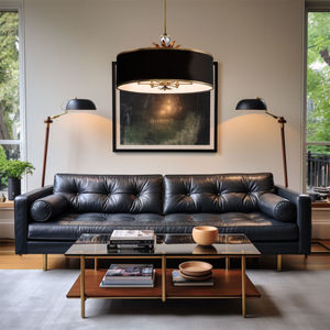 Lustre moderne de luxe pour salle à manger d'hôtel, en laiton, avec abat-jour en tissu noir, finition en cristal, lustre LED Caprio - Product Image 2