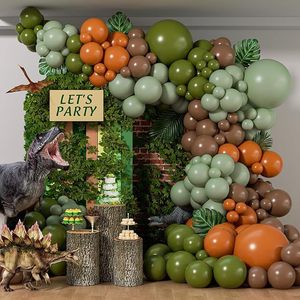 2025 nouvelles tendances en gros Jungle Safari thème bébé douche anniversaire <span class=keywords><strong>ballon</strong></span> arc Kit sauge vert dinosaure fête décoration idées - Product Image 1
