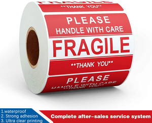 Fabricant vente en gros à <span class=keywords><strong>bas</strong></span> prix étiquette d'avertissement <span class=keywords><strong>fragile</strong></span> étanche bâton fort rouleau d'autocollant de transport de colis express - Product Image 3