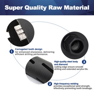 Broca de diamante soldada de alta frecuencia de 1-1/4"-7 UNC, sierra perforadora de 25-200 mm para perforación en seco de hormigón, mampostería y ladrillo - Product Image 5