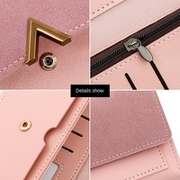 Dompet Panjang Wanita Model Baru Bahan PU Sederhana, Tempat Kartu Multi Fungsi, Tas Clutch dengan Lapisan Poliester, Penutup Kancing, Tahan Air