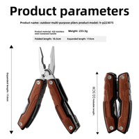 Outil multifonction pliable en acier inoxydable OEM, pinces, couteau de poche à manche en bois, équipement de survie pour le camping en plein air
