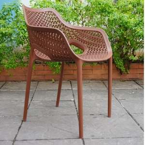 TM06 Modern <b>Stackable</b> Armchair with Cutout Mesh Design | Elegant Polypropylene Dining <b>Chair</b> for Luxury Cafe Bistro Restaurant - Product Image 6