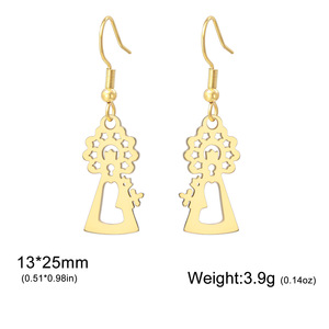 ต่างหูห้อยรูปพัดสำหรับผู้หญิง ลดราคาพิเศษ ต่างหูสแตนเลสแบบห้อย ของขวัญเครื่องประดับ - Product Image 3