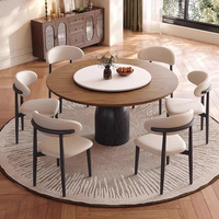 Juego de Comedor Moderno Minimalista de Estilo Escandinavo con Mesa Redonda de Madera Sólida para Apartamentos y Hoteles