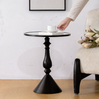 Table d'appoint ronde vintage française en fer, table d'appoint noire en métal pour salon, chambre à coucher, décoration intérieure
