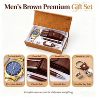 Collection de cadeaux d'affaires élégants pour hommes, montre de luxe, lunettes de soleil, porte-clés, boutons de manchette, 4 pièces, cadeau d'entreprise pour cadres