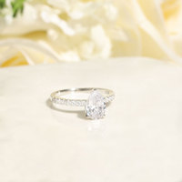OAHLAN Bagues en Argent Sterling 925 2 Carats Coupe Poire Zircon Cubique CZ Goutte d'Eau Bagues de Fiançailles et de Mariage Bijoux de Mode pour Femmes