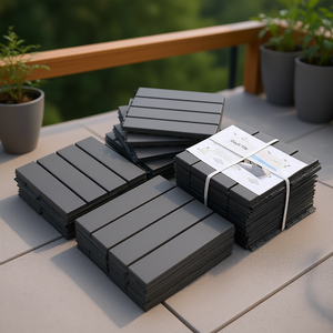 Baldosas de terraza entrelazadas gris oscuro de 12x12 pulgadas, 20 mm, WPC, para exteriores, para balcón, patio trasero, paquete de 44 - Product Image 2