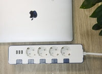Prise intelligente WiFi Tuya EU et multiprise avec 4 prises CA, 3 ports USB, rallonge en plastique 10A
