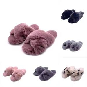 Sandalias planas acogedoras para mujer RTS Natural, pantuflas peludas, pantuflas suaves y cómodas para interiores y exteriores, pantuflas esponjosas de piel sintética - Product Image 2