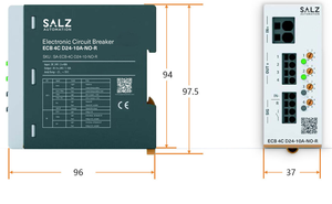 เบรกเกอร์วงจรอิเล็กทรอนิกส์ 4 ช่อง 10A 24V DC, ราง DIN, ไม่มีเอาต์พุตรีเลย์ - Product Image 3