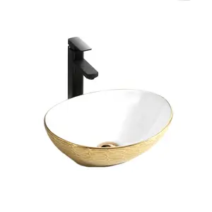 銅シンク白カウンター Suppliers-手作りゴールドユニークなバスルームシンク銅カウンタートップ洗面台シンク
