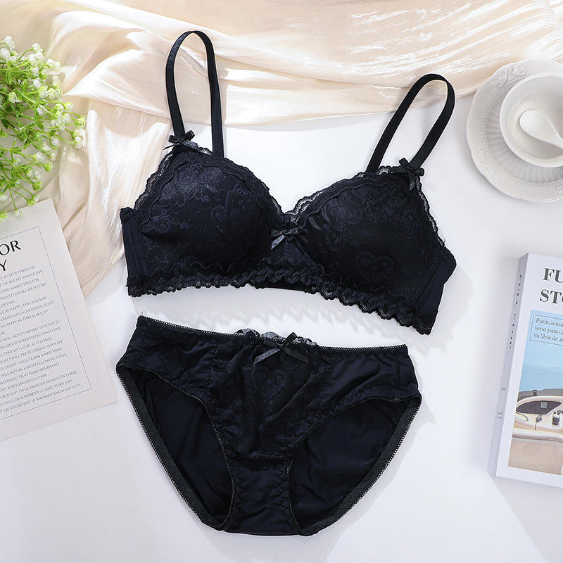 Wholesale High Quality Sexy Girls Bra Panty Sets Push up Comfort Cute Strapless Bra Brief Female Lingerie Set