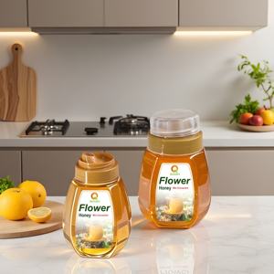 キャップ付き卸売プラスチックハニーボトル逆流ハニージャー透明食品300g500G1000Gプラスチック円筒形食品ボトル - Product Image 3