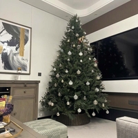 Arbre de Noël en sapin PE auto-éclairant à LED de haute qualité, 7-7,5 pieds, avec lumières claires/blanches chaudes, vente en gros d'usine JIAXUN