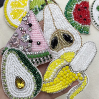 Multifunctionele modieuze 3D opnaaibare patches met de hand gestikte schattige fruitplakjes stickers watermeloen banaan met kralen versierd