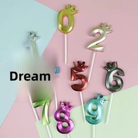 Bougie créative en forme de couronne pour la vente en gros, accessoires photo pour fête de bébé, fournitures pour gâteau d'anniversaire