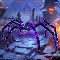 Décoration d'Halloween à l'extérieur Araignée géante-Décoration d'extérieur pour Halloween Araignée éclairée Araignée lumineuse avec 26 piquets de sol à lumière LED