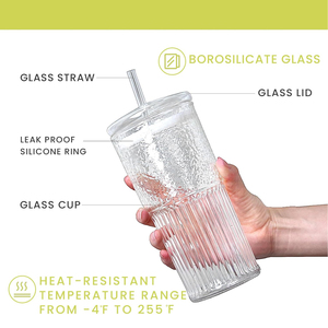 Online Best Seller 12oz 16oz Beer Stein Shaped Borosilicate Glass Cup with Lid and Glass Straw Sustainable - Product Image 4