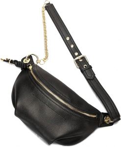 Muestra Gratis Riñonera de Cuero Genuino, Bolso de Pecho, Bolso para Teléfono con Cadena para Mujer, Mini Bolso de Cintura Negro - Product Image 1