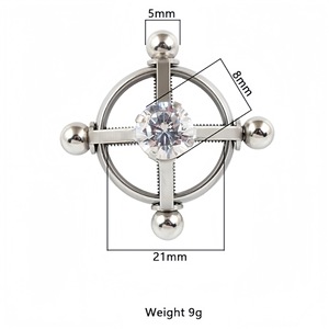 Anneau de piercing pour téton en acier inoxydable avec zircon, serti à griffes rondes, bijou de mode, cadeau - Product Image 3