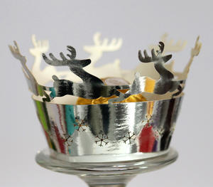 Emballage de cupcakes de noël en papier brillant 18 styles, décorations de flocons de neige pour père noël - Product Image 6