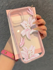 Custodia per cellulare con motivo floreale a farfalla per iPhone 17 16 15 Pro Max, 2 in 1, personalizzabile con stampa sui bordi, trasparente e antiurto - Product Image 3