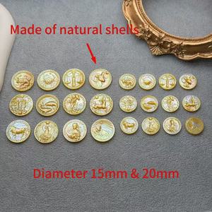 Ciondoli in Madreperla con 12 Segni Zodiacali Intagliati a CNC, Pezzi di Gioielleria in Conchiglia Naturale per Collane e Bracciali Fai-da-Te - Product Image 3