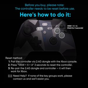 คอนโทรลเลอร์สำหรับ Xbox one, Series X/S, PC, 3.5 มม., 2.4GHz, โหมดมาร์โค/เทอร์โบ/สั่นสะเทือน (สีดำและสีขาว) - Product Image 2