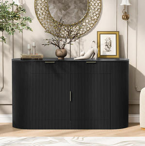 ตู้เก็บของทันสมัยรักษ์โลก แข็งแรงทนทาน 2 ประตู 2 ลิ้นชัก ลายทาง ทำจากไม้อัดเอ็มดีเอฟ พร้อมมือจับ ประตูโค้ง - Product Image 3