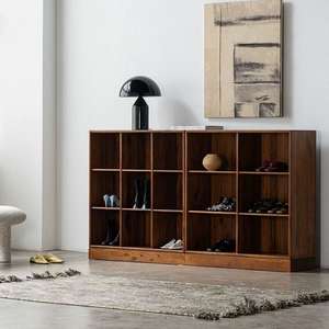 Multi-Compartment Modern Minimalist Wooden Shelf <b>Display</b> <b>Case</b> Sorting Tray Cubby Rack Freestanding <b>Wall</b> Living Room Hotel - Product Image 3