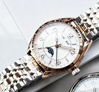 Montre mécanique pour homme OEM Fashion Business, bracelet bicolore or rose, cadran blanc, étanche.