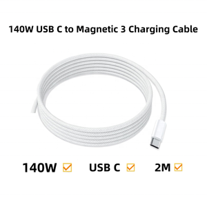 Nueva Venta de Cable 3 de 140W a magnético para <span class=keywords><strong>MacBook</strong></span> <span class=keywords><strong>pro</strong></span> 14 16 Air <span class=keywords><strong>2M</strong></span> Nylon Tipo C Cables de carga rápida - Product Image 2