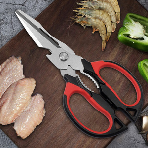 <b>Kitchen</b> <b>Scissors</b> Stainless Steel Red Black Handle Multi Functional For Meat And Vegetables Home Use - Product Image 1