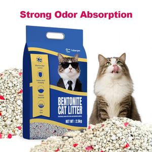 Litière pour chat en bentonite de sodium en gros d'usine, étiquette blanche OEM, faible MOQ, sans poussière, agglomérante, en vrac - Product Image 1