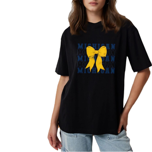 Camiseta de Verano para Mujer con Estampado de los Wolverines, Manga Corta, 100% Algodón, Ropa para el Día del Partido, Artículos para Fanáticas Universitarias, Linda y Moderna - Product Image 4