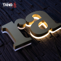 Letras de Canal Invertido Personalizables, Acero Inoxidable Electrochapado en Oro, Resistentes al Agua IP65 para Exteriores, Iluminación 3D para Empresas
