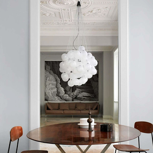 <span class=keywords><strong>Suspension</strong></span> contemporaine avec pendentifs Globe givrés et câbles multifils, idéale pour la décoration intérieure OEM ODM à haut plafond - Product Image 2