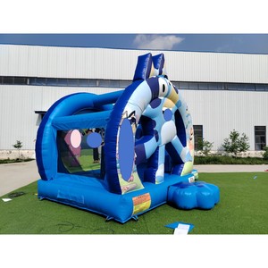 Château gonflable à thème bleu avec toboggan, motif corail de dessin animé, combo de saut <span class=keywords><strong>pour</strong></span> enfants, <span class=keywords><strong>location</strong></span> commerciale extérieure <span class=keywords><strong>pour</strong></span> fêtes - Product Image 1