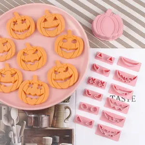 13Pcs Halloween Cookie Cutters Pumpkin Ghost Bat Spider Biscuit Stamp Mold Halloween Bolo Decoração Ferramentas de cozimento