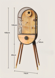 Elegante grote houten vogelhuisje met printpatroon, met een elegant dak en voederbak - Product Image 2