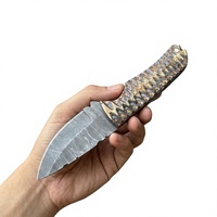 Couteau à lame fixe Drop Point en acier Damas, manche en bois, dureté 58-60, garantie 3 ans, pour le camping, la chasse, la survie, le bricolage