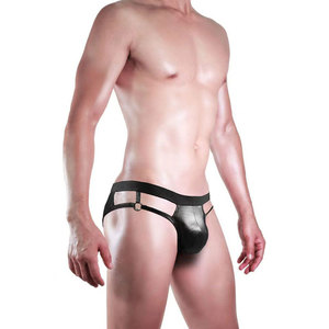 Slips string en similicuir pour homme, noir, taille unique, spandex, sensation toucher réel, occasion spéciale - Product Image 2