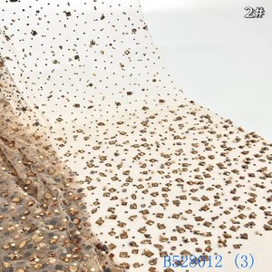 Chantilly Nigeria nặng Sequins thêu ren vải thân thiện với môi Voile lưới với hạt đẹp 5 yards moq phong cách Châu Phi - Product Image 2
