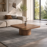 Ensemble de tables basses design en bois de noyer de style vintage, carrées, pour salon, petit appartement, minimaliste italien