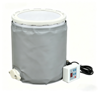 Chauffe-tambour gris 30 gallons (115 L) avec gaine chauffante isolée, thermostat réglable, 120 V, électrique avec cordon, pour montage au sol industriel