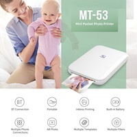 Imprimante photo portable MT53 Mini pour étudiants, imprimante thermique de poche 300 DPI avec 5 rouleaux pour impression manuelle