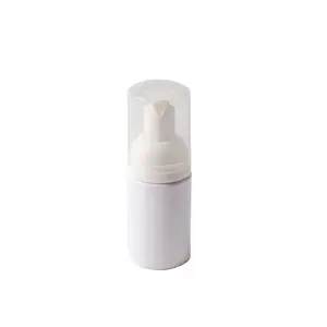 Dispensador de líquidos cosméticos PET branco 30ml, garrafa redonda de espuma com spray para loção, corpo de plástico com capacidade de 30ml