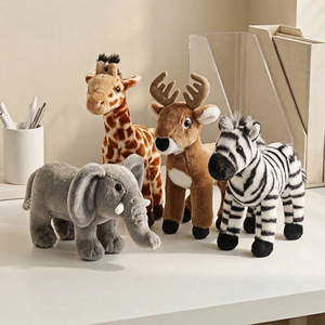 Jouets en peluche réalistes transfrontaliers : Girafe, Éléphant, Zèbre, Cerf, Élan, en coton PP, sur le thème du zoo - Product Image 1